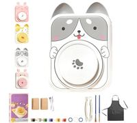 Cute Animal Pottery Wheel Set for Kids, DIY Mini Pottery Studio and Complete Painting Kit, Electric Crafting Machine, Art Tools for Molding, Sculpting, and Painting Ceramics Supplies(2*Clay A)