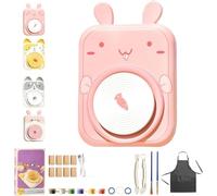 Cute Animal Pottery Wheel Set for Kids, DIY Mini Pottery Studio and Complete Painting Kit, Electric Crafting Machine, Art Tools for Molding, Sculpting, and Painting Ceramics Supplies(8*Clay B)