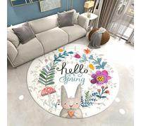 Cute Animal Print Round Rug with Short Pile Soft Magic Unicorn Floral Bunny Underwater World Area Rug for Kid Room, Living Room, Decorative Floor Mat for Boy and Girl Play Area, 100 cm, Color 4