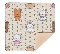 Cute Animal Rabbits Bunny Brown Soft Thick mat for Baby to Play on Floor for Floor Water Resistant Foldable Baby Play Tummy Time Mat for Babies Infants Toddlers, 50'' x 50''tapete de gimnasio