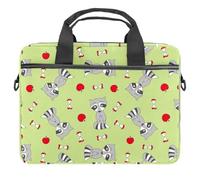 Cute Animal Racoons Apples Pattern Laptop Case Bag Sleeve Portable Crossbody Messenger Briefcase w/Strap Handle, 13 14 inch