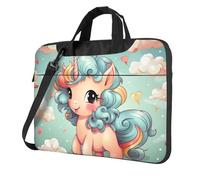 Cute Animal Rainbow Unicorn Laptop Bag for Women Computer Bag Shoulder Laptop Sleeve Business Work Briefcase, Black, 15.6 inch