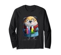 Cute Animal Scientist Lab Experiment Illustration Long Sleeve T-Shirt