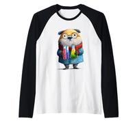 Cute Animal Scientist Lab Experiment Illustration Raglan Baseball Tee