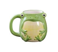 Cute Animal-Shaped Coffee Cup, Ceramic Mug with Handle, Non-Slip and Durable, Creative Gifts for Family/Friends/Colleagues(Green)