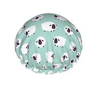 Cute Animal Sheep Pattern Shower Caps Bath Cap For Women Adjustable Double Layer Hair Protection Spa Salon Shower Hat