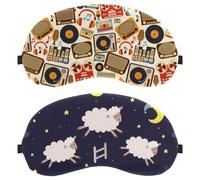 Cute Animal Sheep with Moon Night 2-Pack Light-Blocking Soft Breathable Sleeping Mask Eye Patch
