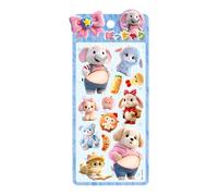 Cute Animal Stickers, Small 3D Belly Cartoon Decals for Fun Decorative Personalization, Raised Texture Design with Peel-and-Stick Adhesive Function for Laptops, Notebooks, Walls, Tablets, Journals