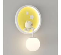 Cute Animal Wall Lamp with Acrylic Shade,Kid's Room Bedroom Girls Room Cartoon Wall Light,Boys Room LED Wall Mounted Lamp for Bedroom Living Room Nursery Kid's Room Stairs Porch Hallway(Yellow