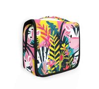 Cute Animal with Flower in The Jungle Makeup Bag for Women with Hanging Hook Foldable Medicine Bags Hotel