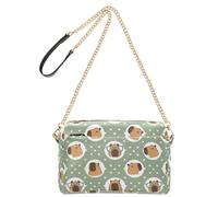 Cute Animals Capybara Green pattern Small Leather Crossbody Bag for Women Shoulder Purse with Adjustable Strap Lightweight Handbag for Shopping Daily Travel