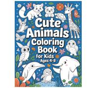 Cute Animals Coloring Book for Kids Ages 4-8: 50 Fun and Easy Coloring Pages of Forest, Farm, Safari, Sea, Arctic, and More - Simple and Adorable Designs Perfect for Boys and Girls