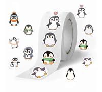 Cute Animals Decals Stickers, 500Pcs Funny Penguins Animals Decals for Teens, Cartoon Lovely Penguin Vinyl Tags Sticker for DIY Scrapbooks Envelopes