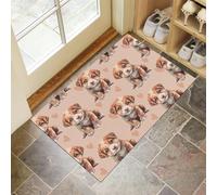 Cute Animals Door Mat,DoorMat Indoor Washable,Smiling Puppy Doormat Indoor Dirt Trapper Non-slip,Absorbent Inside Entrance Rug Mat for Entryway,Patio,Garden,Laundry Room,Pets - Brown