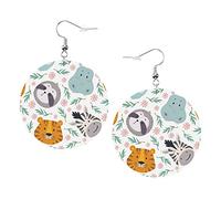 Cute Animals Earrings Witchcraft Crow Skulls Round Shape Leather Earring Lightweight Dangle Women Girls Jewelry Perfect For Everyday Wear