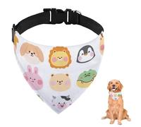 Cute Animals Face Dog Bandana with Adjustable Strap D Ring Dog Neckerchief Pet Bibs Triangle Pet Triangle Neckerchief Accessories for Dogs Puppy Dogs Cats Decor Machine Washable