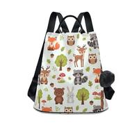 Cute Animals Foxes Forest Beige Stylish Women's Backpack, Anti Theft Large Capacity