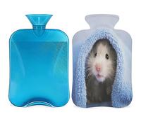 Cute Animals Hamster Hot Water Bottle with Fluffy Cover 2L Large Capacity Hamster Bottle Water Bag for Cosy Nights Relief Pain Back Neck and Shoulders