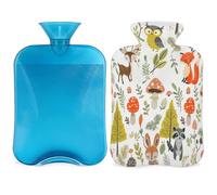 Cute Animals Hot Water Bottle with Cover, Animals Mushrooms Berries 2L Hot Water Bag for Pain Relief, Neck Soft and Shoulder, Hand Feet Warmer, Hot and Cold Compress for Adult Kids