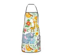 Cute Animals Mother and Baby Green Apron for Women Men Teen with Pockets Aprons for Cooking Chef Kitchen BBQ