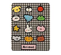 Cute Animals On Black Stripes Case Compatible with IPad 9th 8th 7th Generation 10.9 Inch 2021-2018,Funny Cover with Trifold Stand+Pencil Holder for Boys Girls,iPad Pro 13inch 2024