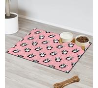 Cute Animals Panda Pet Feeding Mat for Cat Dog Water Bowl Food Mats Panda Heart Pet Feeding Mats Absorbent Nti-Slip Contain Spills Protects Floors Placemat 30.4 x 50.8 cm