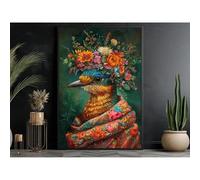Cute Animals Retro Animal With Flowers On Head Poster Cat Dog Pig Fox Wolf Wall Art Room Home Decor Mural Canvas Painting 30x40cm No Frame