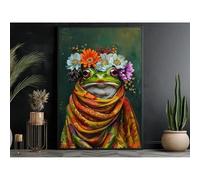 Cute Animals Retro Animal With Flowers On Head Poster Cat Dog Pig Fox Wolf Wall Art Room Home Decor Mural Canvas Painting 50x70cm No Frame