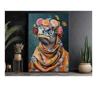 Cute Animals Retro Animal With Flowers On Head Poster Wall Art Room Home Decor Mural Canvas Painting 60x90cm No Frame