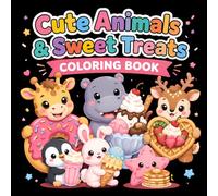 Cute Animals & Sweet Treats Coloring Book: 45 Adorable Bold & Easy Coloring Pages Featuring Cute Animals with Ice Cream, Donuts, Cupcakes, Cookies, Cakes & Candy for Kids Ages 4-8