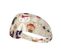 Cute Animals With Snowman Printing Full-Print Elastic Exercise Headband, Adjustable Fit Great For Yoga,Hikingâ€‹ Exercise Headband