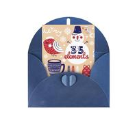 Cute Animals With Snowman Printing Holiday Love Buckle Pearl Paper Envelopes Greeting Vertical Thinking Of You Cards 6 X 4 Inch