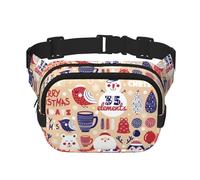 Cute Animals With Snowman Square Double-Layer Waist Bag Mini Adjustable Waist Belt Bag Exercise Running Travel Hiking, Black, One Size