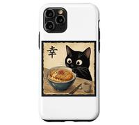 Cute Anime Black Cat With Ramen Kanji Happiness Noodles Case for iPhone 11 Pro