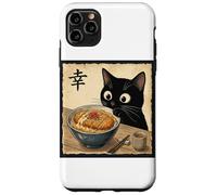 Cute Anime Black Cat With Ramen Kanji Happiness Noodles Case for iPhone 11 Pro Max