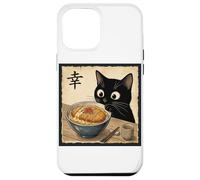 Cute Anime Black Cat With Ramen Kanji Happiness Noodles Case for iPhone 12 Pro Max