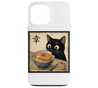 Cute Anime Black Cat With Ramen Kanji Happiness Noodles Case for iPhone 13 Pro Max