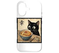 Cute Anime Black Cat With Ramen Kanji Happiness Noodles Case for iPhone 17