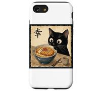Cute Anime Black Cat With Ramen Kanji Happiness Noodles Case for iPhone SE (2020) / 7/8