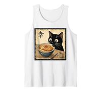 Cute Anime Black Cat with Ramen Kanji Happiness Noodles Tank Top