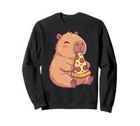 Cute Anime Capybara Eating a Pizza Slice Foodie Graphic Sweatshirt