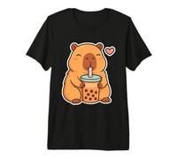 Cute Anime Capybara Kawaii Drinking Bubble Tea Lover Girls Premium T-Shirt