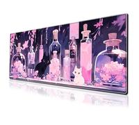 Cute Anime Cat Gaming Mouse Pad Pink Kawaii Large Desk Mat, 31.5x11.8 Inch Mousepad Extended Non-Slip Rubber Base Keyboard Mat with Stitched Edges for Desk Home Office