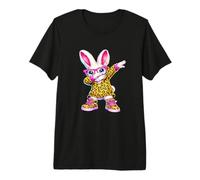 Cute Anime Dabbing Bunny Rabbit Happy Easter Leopard Women Premium T-Shirt