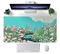 Cute Anime Floral Desk Mat - Sage Green Large Mouse Pad XL Gaming Mousepad Kawaii Desk Keyboard Pad Laptop Computer Mouse Mat - 31.5''X 15.7''