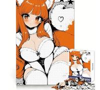 Cute Anime Fox Girl Illustration 1000 Piece Jigsaws for Adults Puzzle Mental Boost Clear Print Fun Challenge Great Gift (38x26cm)