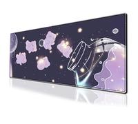 Cute Anime Gaming Mouse Pad Cartoon Large Desk Mat, 31.5x11.8 Inch Mousepad Extended Non-Slip Rubber Base Keyboard Mat with Stitched Edges for Desk Home Office