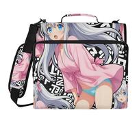 Cute Anime Girl 1.5-Inch 3-Ringing Office Binder Organizer with Shoulder Strap & Handle Includes Zip Pocket Document Organizer Suitable for Middle School