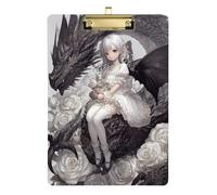 Cute Anime Girl Evil Dragon Contractor clipboard Plastic Waterproof for Coaches Medical Classroom Size 9 x 12 Gold