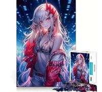 Cute Anime Girl in A Club Jigsaw Puzzles 1000 Pieces for Adults Logic Fun Real Thick Playful Challenge Night Activity (38x26cm)